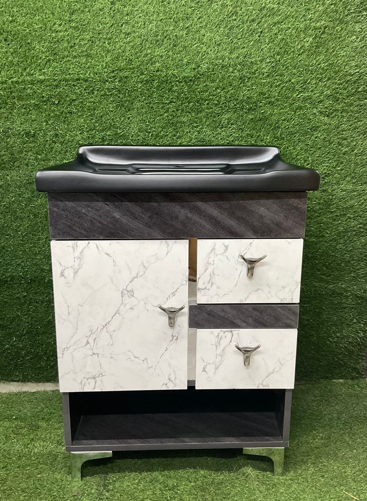 Hdhmr Vanity 24"white Marble & Grey Marble Fm