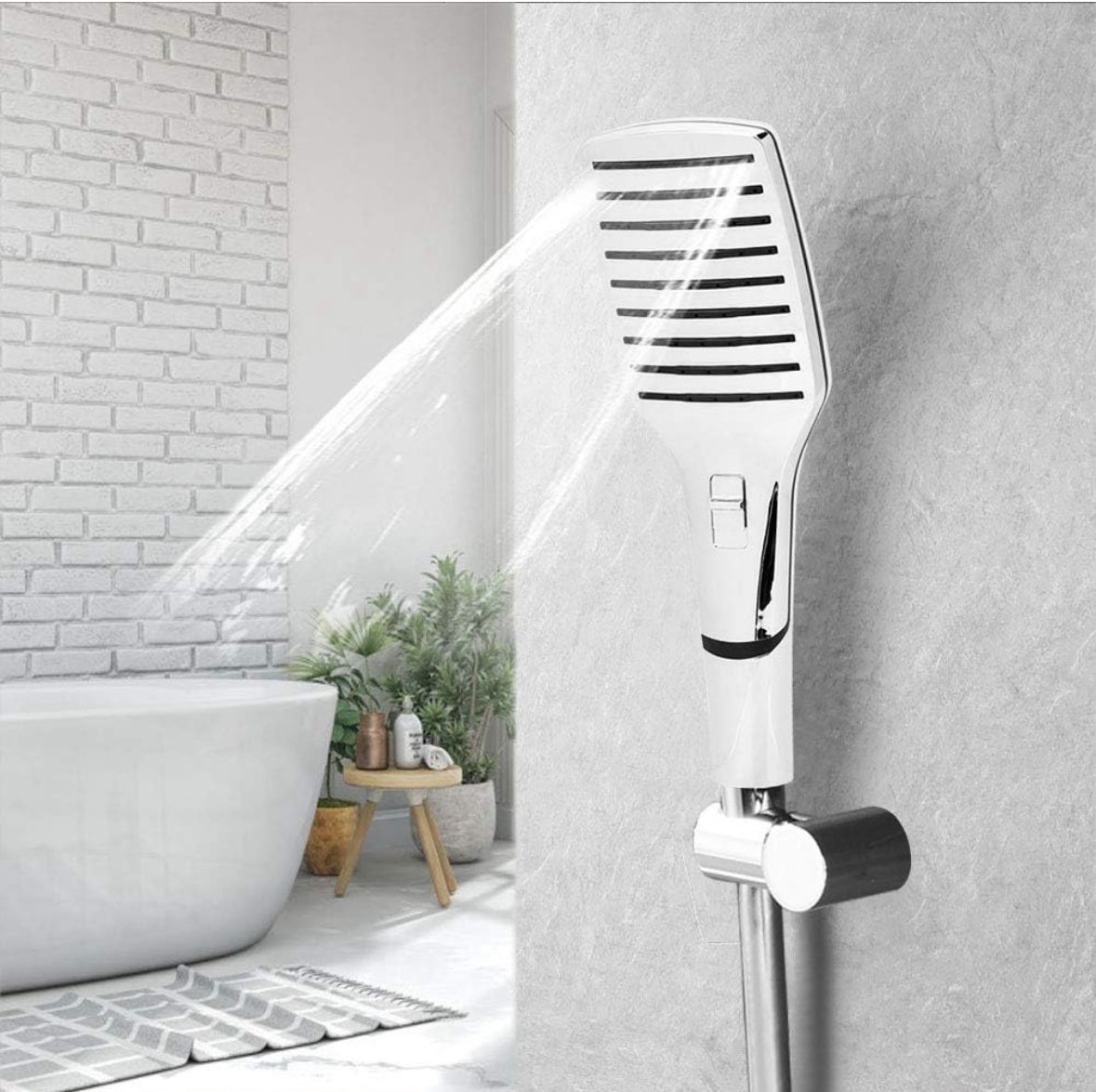 abs Cp Tele Shower Multi Flow With Tube & Hook (doms)