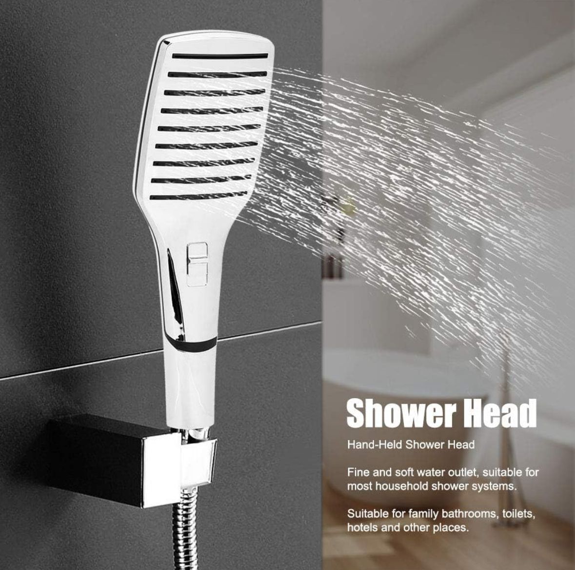  Abs Cp Tele Shower Multi Flow With Tube & Hook (doms)